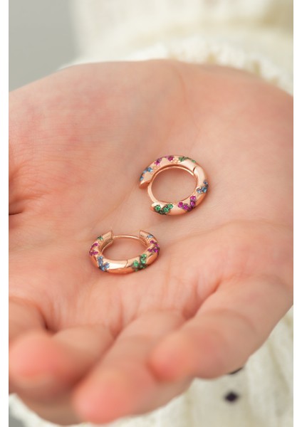 Apm Monaco Modeli Halka Gümüş Küpe Renkli Taş Dizimi fiyatları