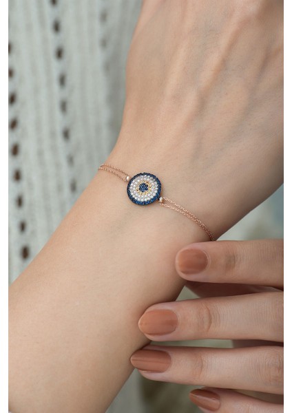 925 Ayar Zirkon Taşlı Gümüş Nazar Bileklik