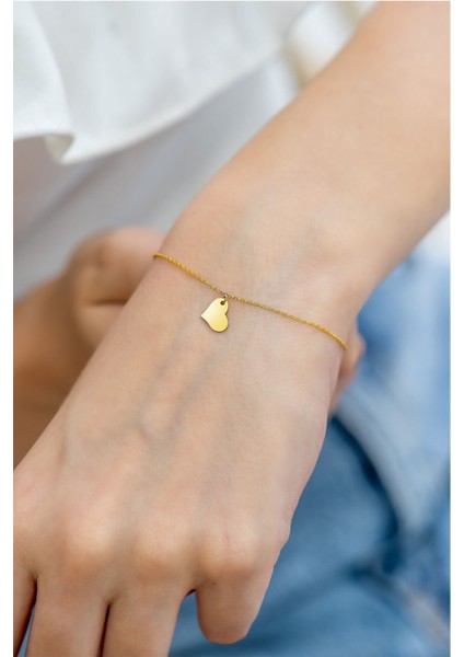 925 Ayar Kaplama Kalp Gümüş Bileklik fiyatları