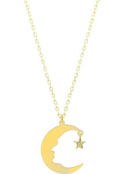 925 Ayar Gümüş Kaplama Atatürk Silüet Ay Yıldız Kadın Kolye