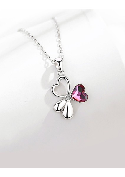 925 Ayar Gümüş Kaplama Renk Geçişli Üç Kalp Kolye