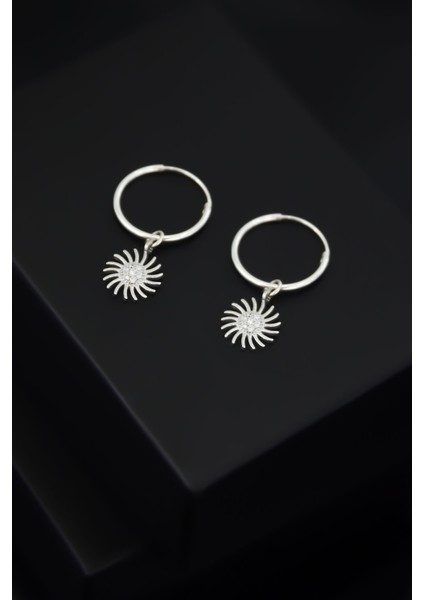 925 Ayar Gümüş Kaplama Güneş Halka Küpe