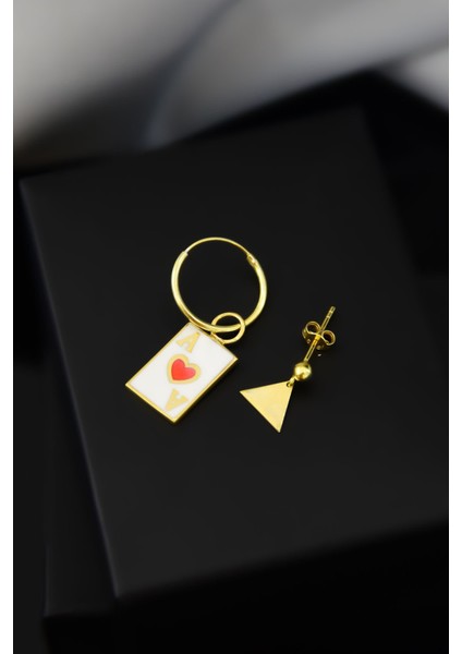 925 Ayar Gümüş Mineli Harfli Halka ve Üçgen Top Küpe fiyatları