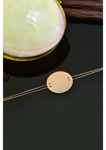 925 Ayar Gümüş Kaplama Plaka Kadın Bileklik