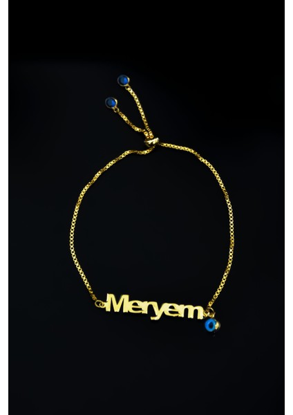 925 Ayar Gümüş Kaplama Asansörlü Cam Gözlü Isimli Bileklik