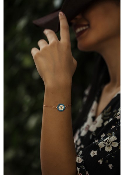 925 Ayar Çift Zincirli Gümüş Nazar Bileklik