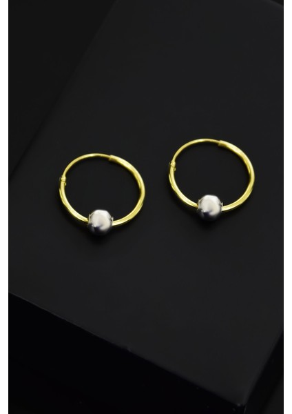 925 Ayar Gümüş Kaplama Tek Top Halka Küpe