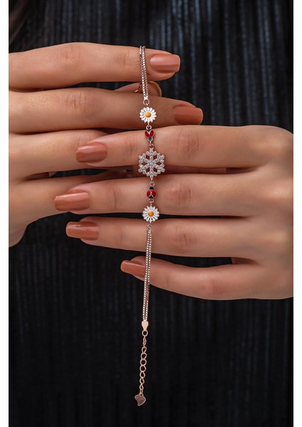 Kartanesi Papatya Uğur Böceği Renkli Mineli Kaplama 925 Ayar Gümüş Bileklik fiyatları