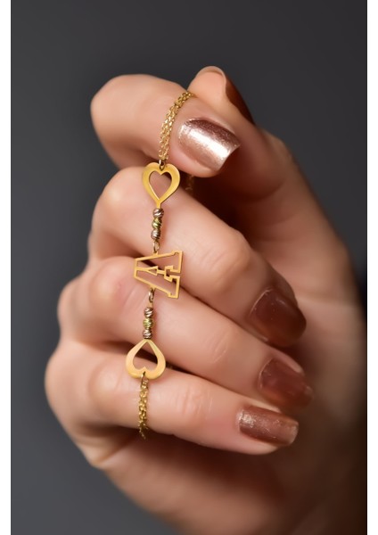 925 Ayar Gümüş Kaplama Dorika Toplu Parlayan Aşkın Harfi Bileklik