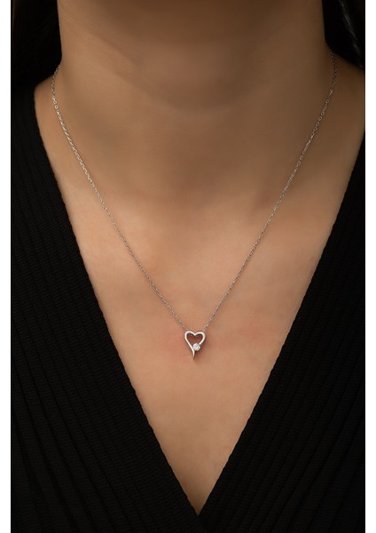 Swarovski® Taşlı Kalp Kolye Kaplama 925 Ayar Gümüş fiyatları