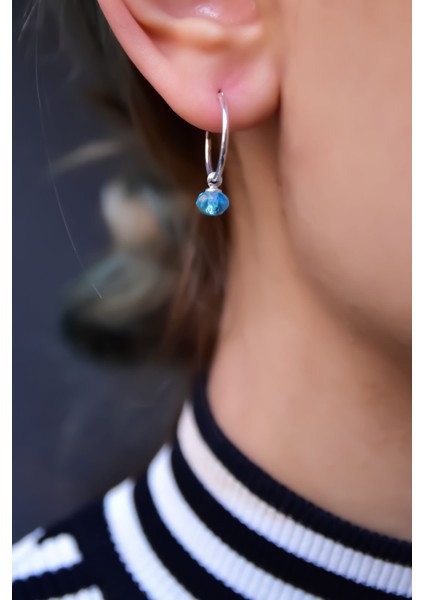 925 Ayar Gümüş Kaplama Mavi Doğal Taşlı Küpe fiyatları