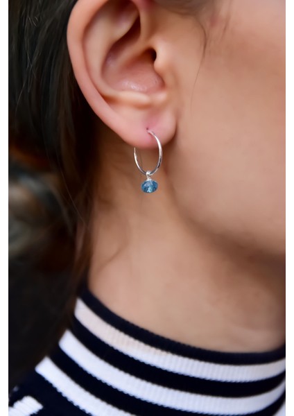 925 Ayar Gümüş Kaplama Mavi Doğal Taşlı Küpe modelleri