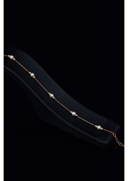 925 Ayar Gümüş Kaplama Dorika Toplu Incili Kadın Bileklik