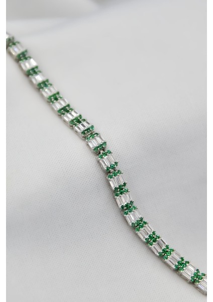 925 Ayar Gümüş Kaplama Zirkon Baget Taşlı Su Yolu Bileklik fiyatları