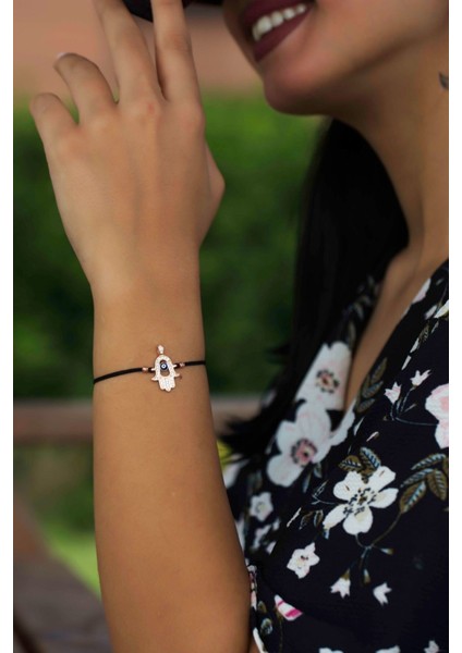 925 Ayar Nazar Boncuklu Fatma Ana Eli Gümüş Bileklik