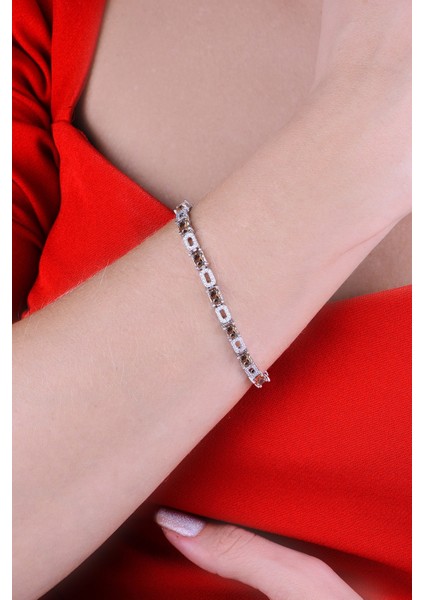 925 Ayar Gümüş Kaplama Baget Taşlı Bileklik