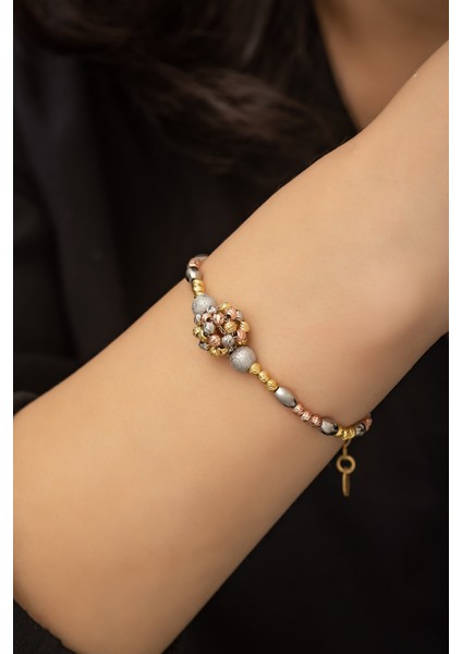 Renkli Dorica Toplu Küme Fantezi Bileklik - 925 Ayar Gümüş Bileklik