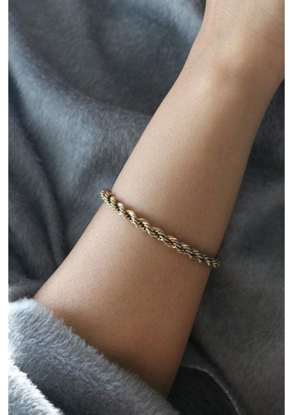 925 Ayar Gümüş Kaplama Burgu Zincir Bileklik