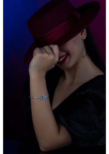 925 Ayar Gümüş Kare Mavi Gözlü Nazar Asansör Bileklik fiyatları