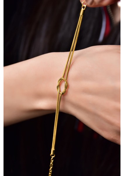 925 Ayar Gümüş Kaplama Düğüm Bileklik