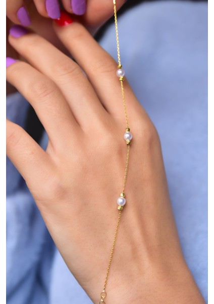 925 Ayar Gümüş Renk Kaplama Dorika Toplu Incili Kadın Bileklik modelleri