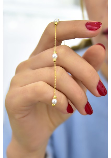 925 Ayar Gümüş Renk Kaplama Dorika Toplu Incili Kadın Bileklik fırsatları