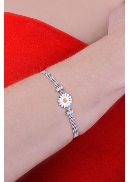 925 Ayar Gümüş Toplu Kaplama Papatya Bileklik fiyatları