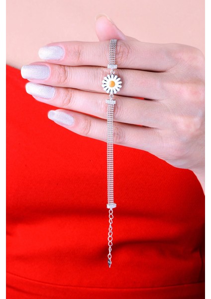 925 Ayar Gümüş Toplu Kaplama Papatya Bileklik modelleri