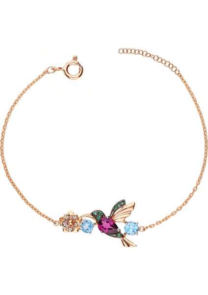 925 Ayar Gümüş Kaplama Taşlı Kuş Kadın Bileklik