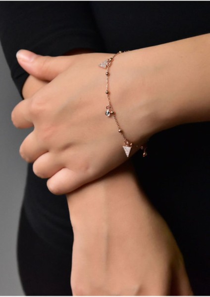 925 Ayar Gümüş Taşlı Üçgen Bileklik