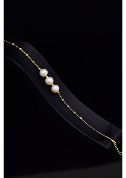 925 Ayar Gümüş Kaplama Dorika Toplu Üç Incili Bileklik