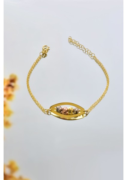 925 Ayar Gümüş Kaplama Üç Renkli Dorika Toplu Bileklik modelleri