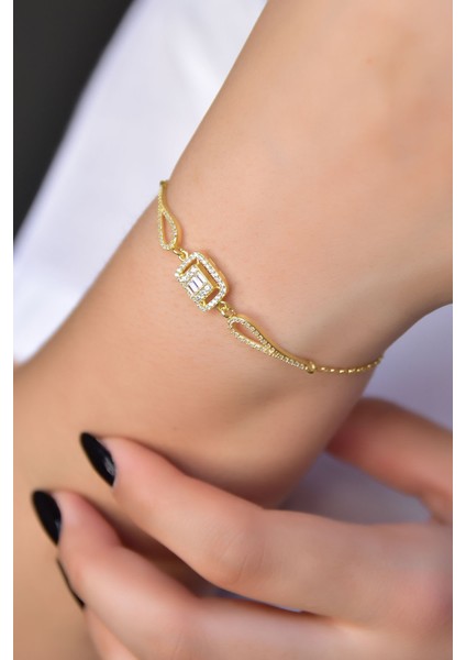 925 Ayar Gümüş Kaplama Baget Taşlı Bileklik modelleri