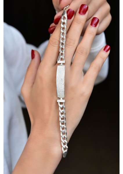 925 Ayar Gümüş Kaplama Taşlı Zincir Bileklik indirimleri