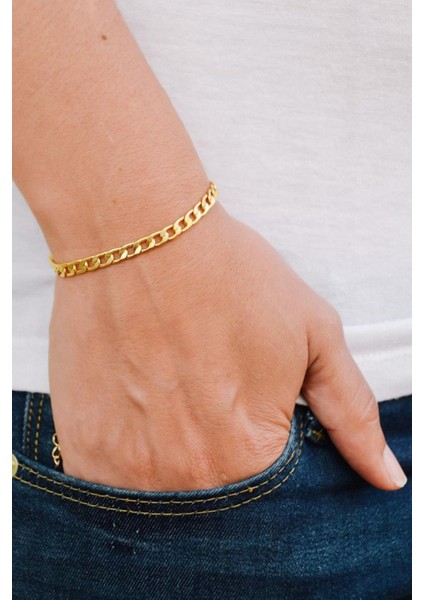 925 Ayar Gümüş Kaplama Gurmet Zincir Bileklik