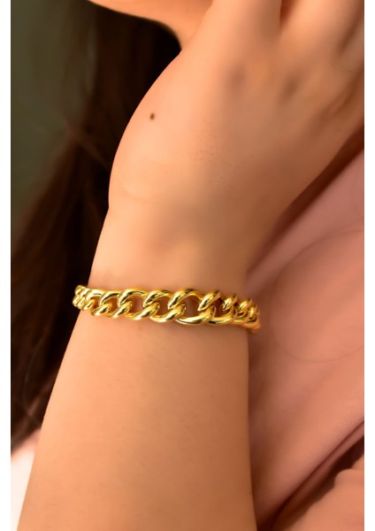 925 Ayar Gümüş Kaplama Geçişli Gurmet Zincir Bileklik