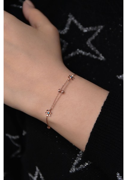 925 Ayar Gümüş Dorika Toplu Firuze Papatya Kadın Bileklik fırsatları