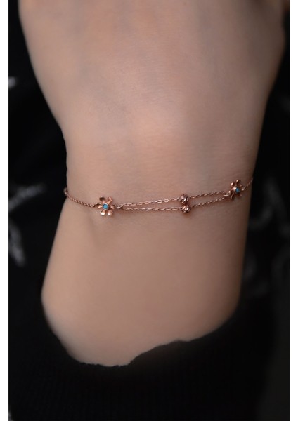 925 Ayar Gümüş Dorika Toplu Firuze Papatya Kadın Bileklik indirimleri