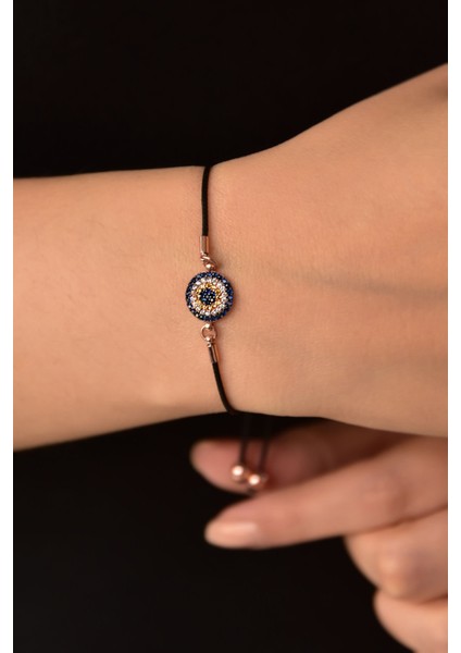 925 Ayar Gümüş Zirkon Taşlı Siyah Ipli Nazar Kadın Bileklik fiyatları