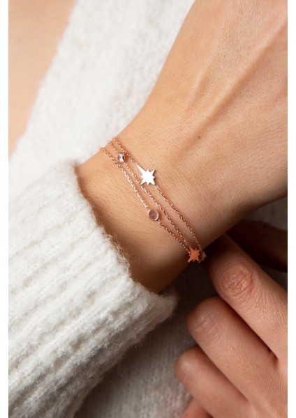 Kadın Kutup Yıldızı Detaylı Zirkon Taş Model Kaplama 925 Ayar Gümüş Bileklik fiyatları