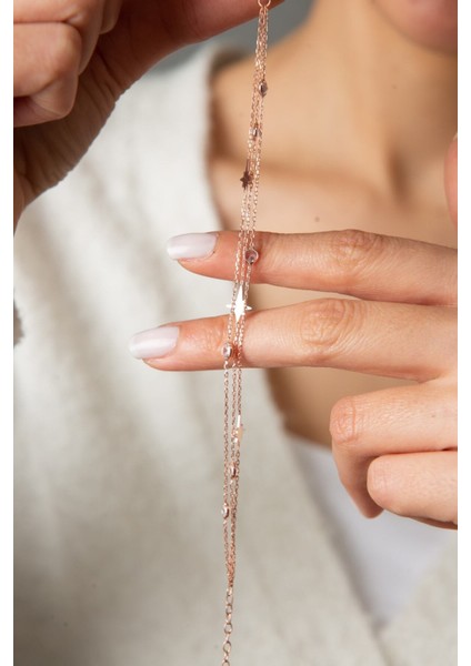 Kadın Kutup Yıldızı Detaylı Zirkon Taş Model Kaplama 925 Ayar Gümüş Bileklik modelleri