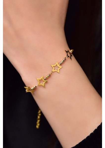 925 Ayar Gümüş Kaplama Dorika Toplu Parlayan Dilek Yıldızları Bileklik fiyatları