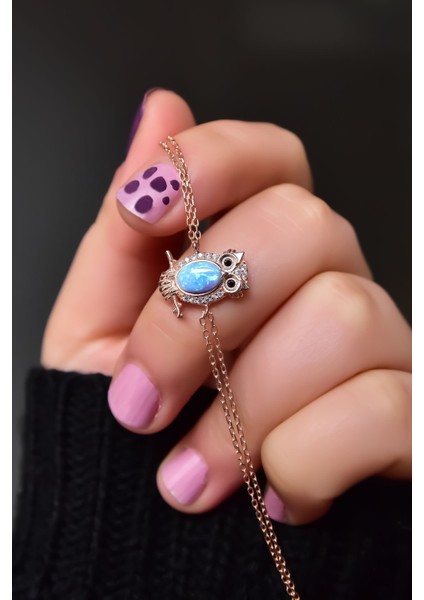 925 Ayar Gümüş Kaplama Mavi Opal Baykuş Bileklik fiyatları