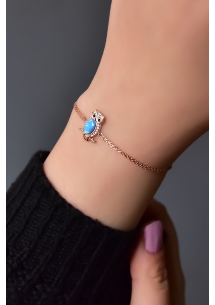 925 Ayar Gümüş Kaplama Mavi Opal Baykuş Bileklik modelleri