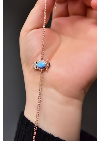 925 Ayar Gümüş Kaplama Mavi Opal Baykuş Bileklik fırsatları