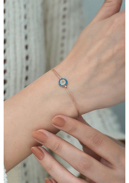 925 Ayar Zirkon Taşlı Gümüş Nazar Bileklik