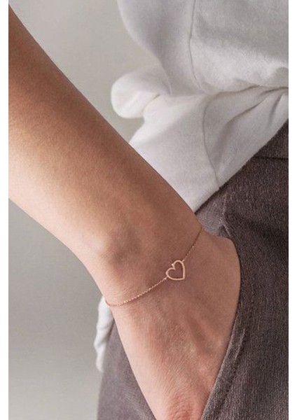 925 Ayar Gümüş Kaplama Kalp Bileklik