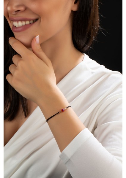 925 Ayar Gümüş Dorica Toplu Doğal Taşlı Ip Bileklik