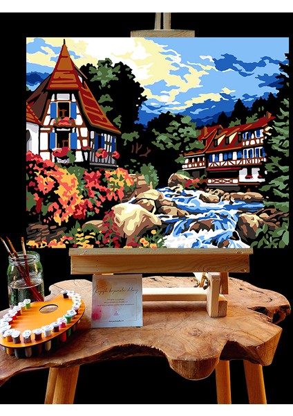 N1182 - Numaralı Boyama Seti - 40X50CM Kasnağa Gerili Ürün - Manzara