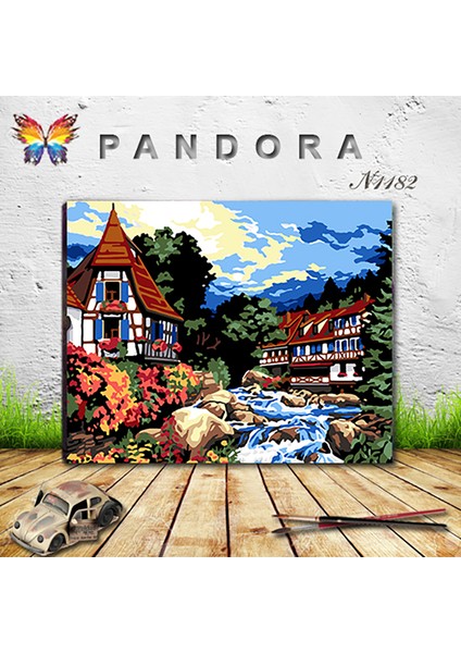 N1182 - Numaralı Boyama Seti - 40X50CM Kasnağa Gerili Ürün - Manzara fiyatları